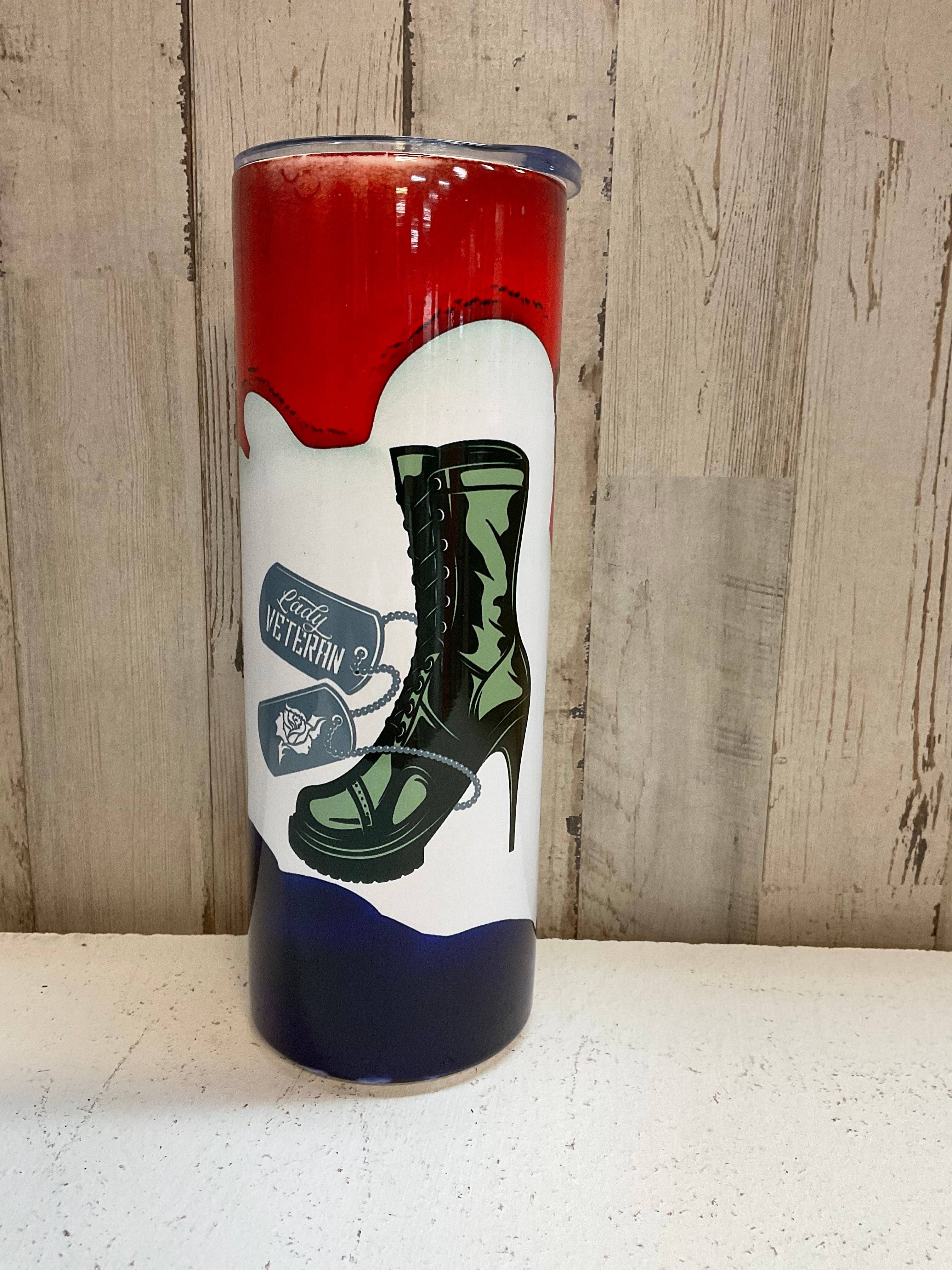 Red white blue veteran tumbler