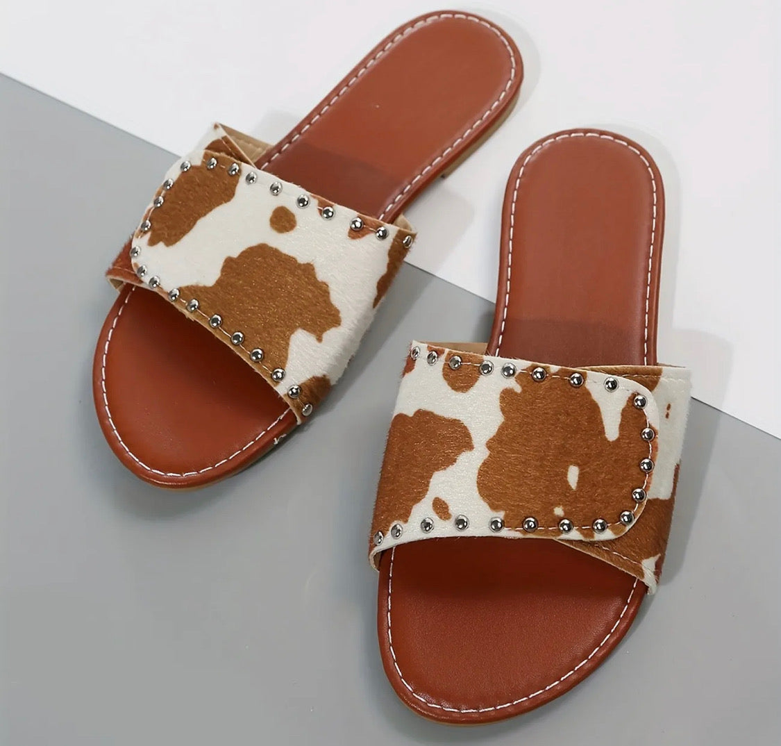 Studded cow sandals