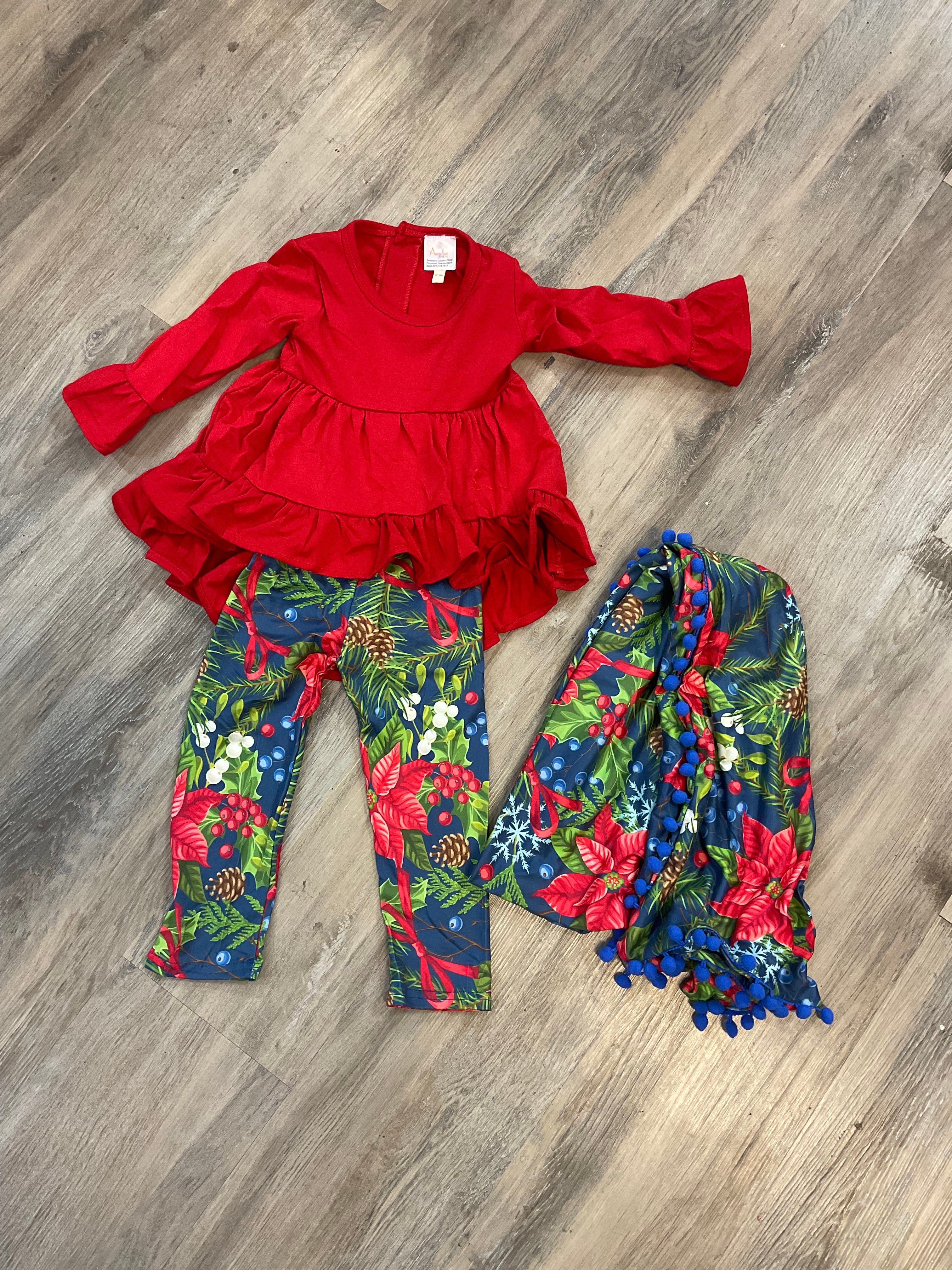 Poinsettia 3 piece outfit