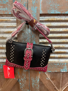 Studded buckle collection wristlet/crossbody