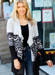 Heather gray animal print cardigan