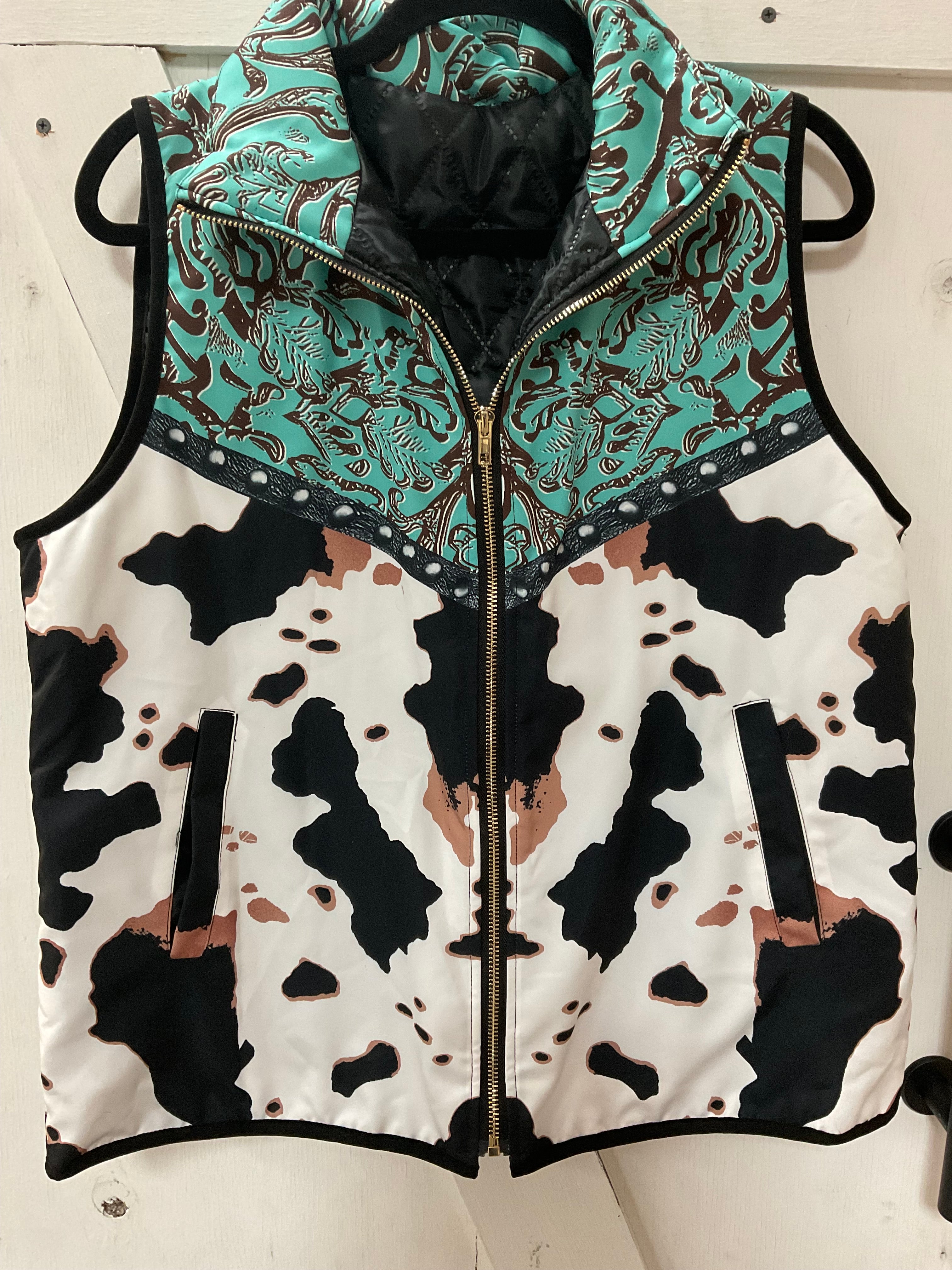 Turquoise Cow Vest