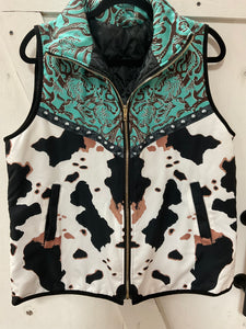 Turquoise Cow Vest