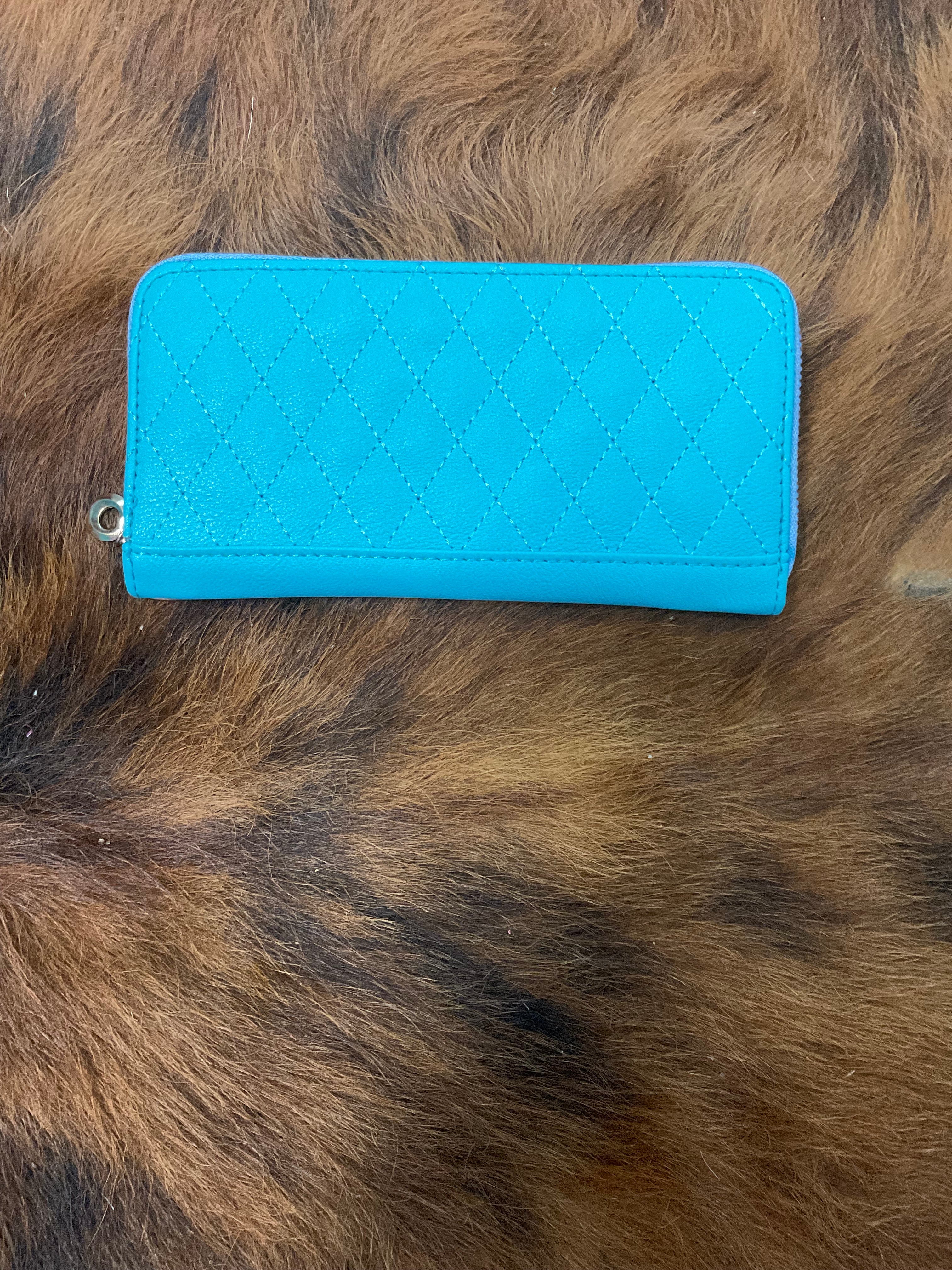 Turquoise Quilted Wristlet