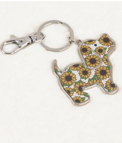 Sunflower Pup Keychain