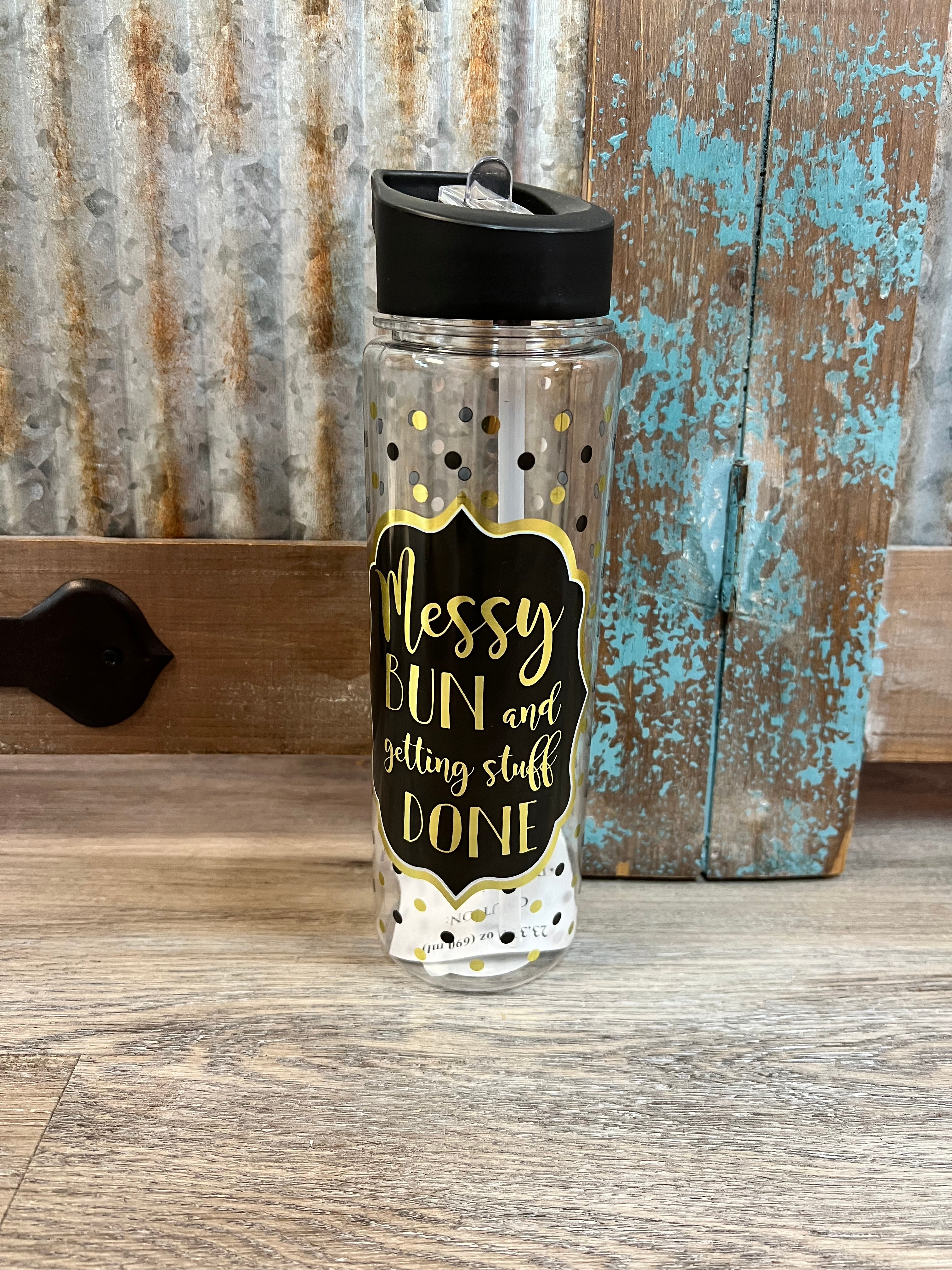 Messy bun water bottle