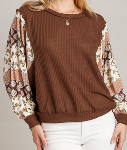 Mocha Waffle Knit Top