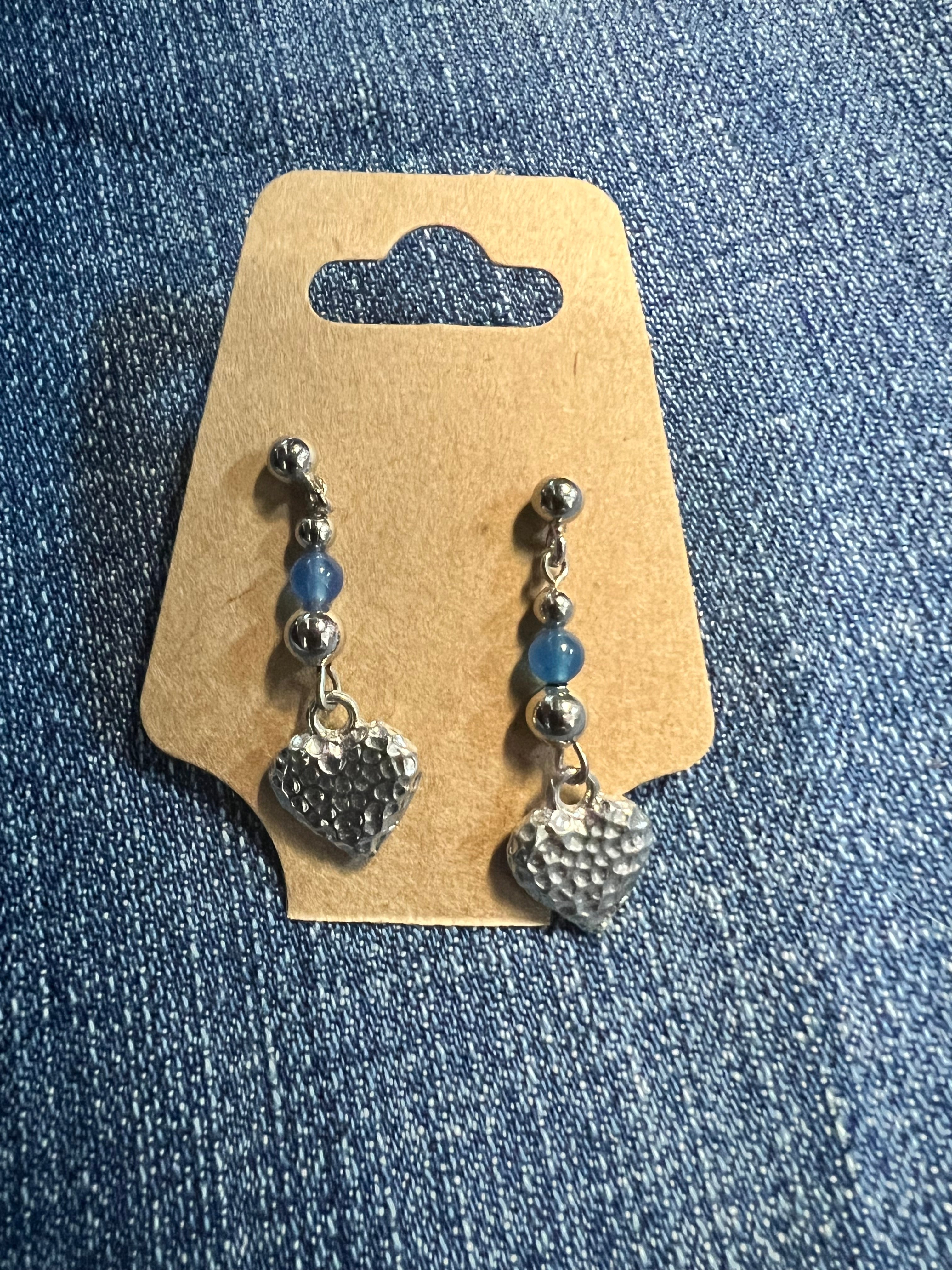 Blue Onyx Silver Earrings