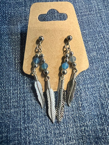 Blue Onyx Silver Earrings