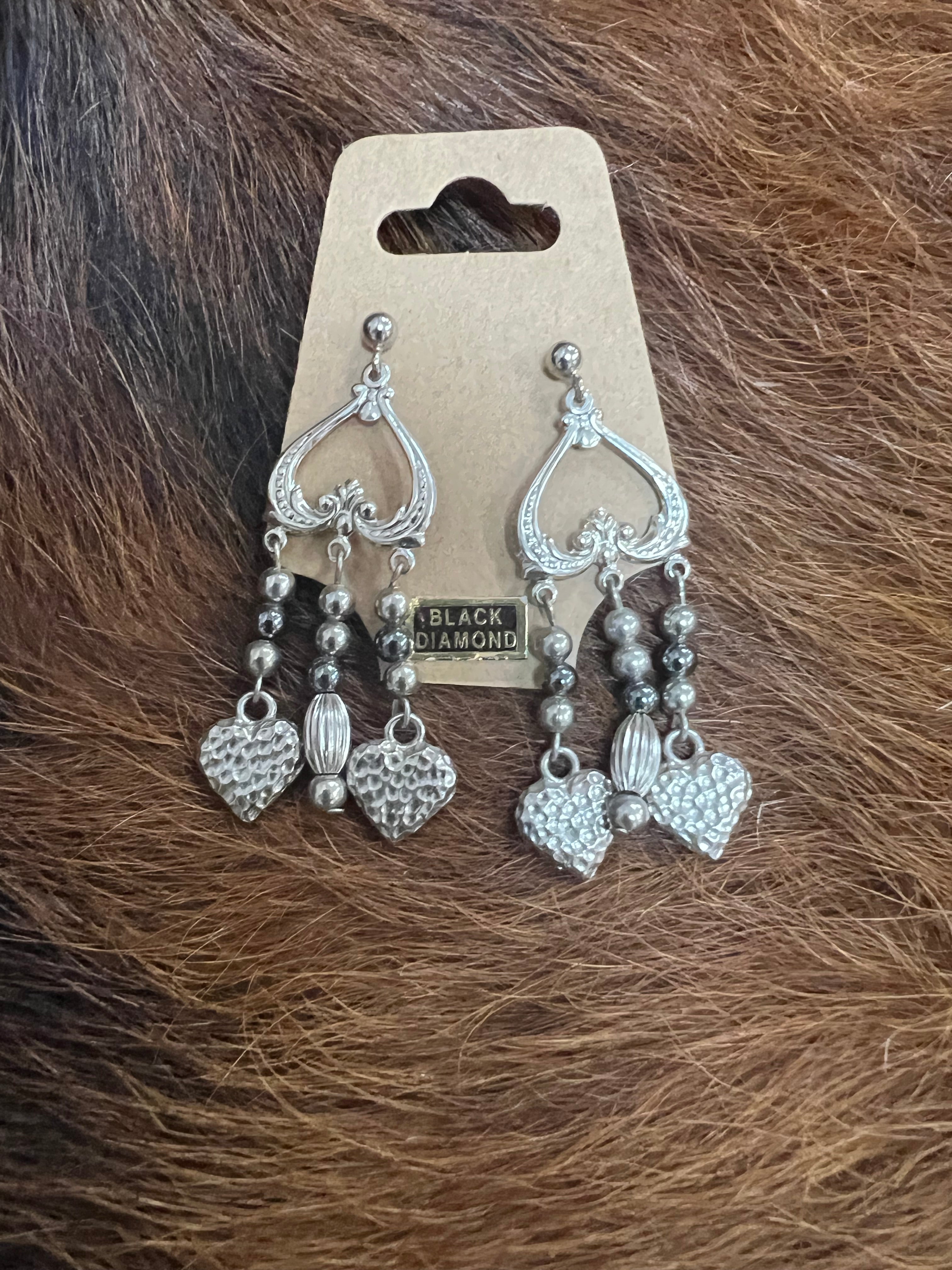 Black Diamond Silver Earrings