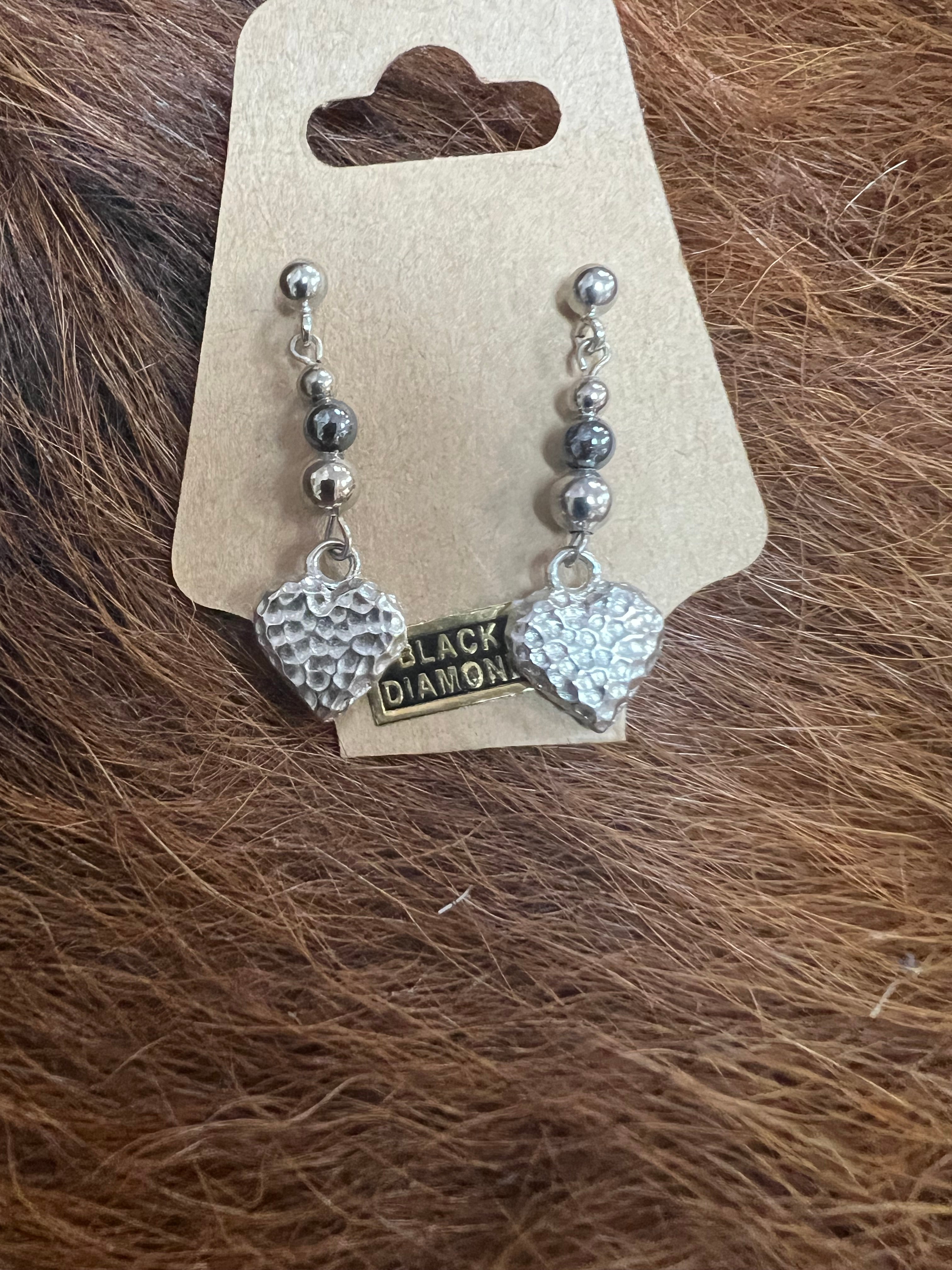 Black Diamond Silver Earrings