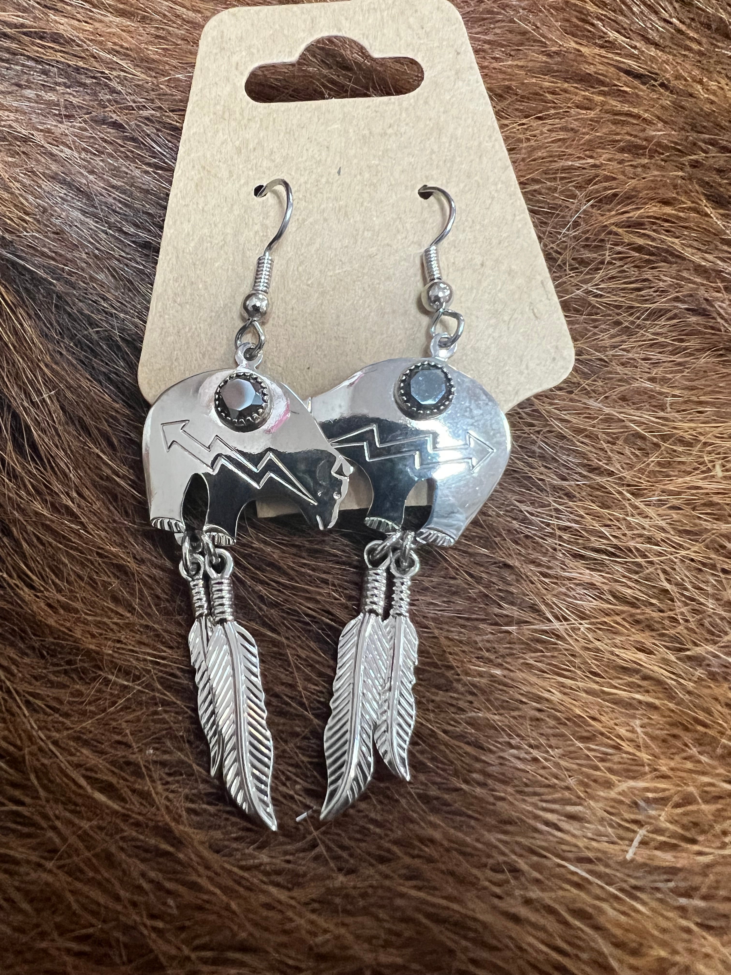 Black Diamond Silver Earrings