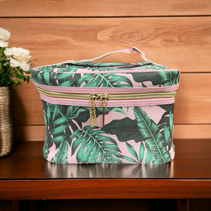 Pink Palm Toiletries Case