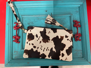 Cow print clutch