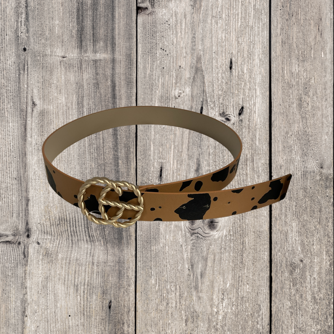 Cow print belt